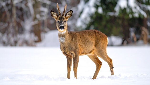 Roe deer in snowy forest (1)