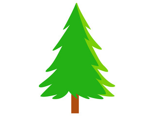 hand drawn Vibrant green christmas tree isolated on transparent