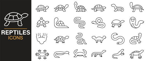Vector animal and reptile icons featuring predator, camouflage, and exotic creatures