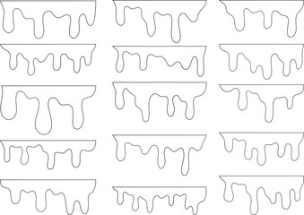 Dripping Liquid Border Vector Set – Melting Paint, Slime, Chocolate, Honey, or Ink Drop Frames for Creative Backgrounds, Banners, Labels, Posters, and Graphic Design Elements