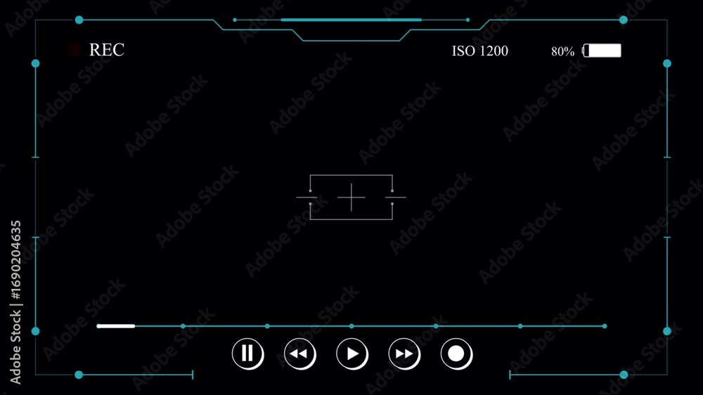 Poster dynamic tech hud: recording interface overlay, clean minimalist design