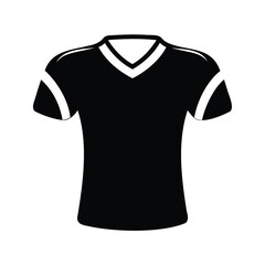 Silhouette of a sports jersey with V neck and white shoulder stripes, football jersey silhouette vector illustration