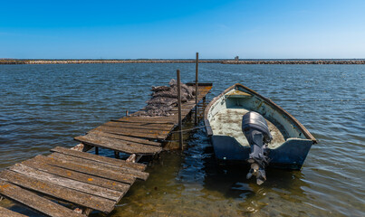 Oyster farms of Mourre Blanc, district of the town of Mèze, in Occitanie, France