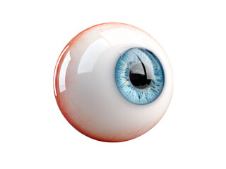 Realistic 3d render of a human eyeball with blue iris, Isolated On White Background, Png Transparent