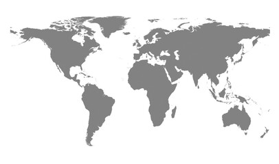 World map on white background. World Flat Earth with continents, North and South America, Europe and Asia, Africa and Australia vector, geography