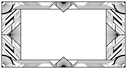 Elegant Art Deco frame design with geometric patterns and sunburst motifs for sophisticated invitations