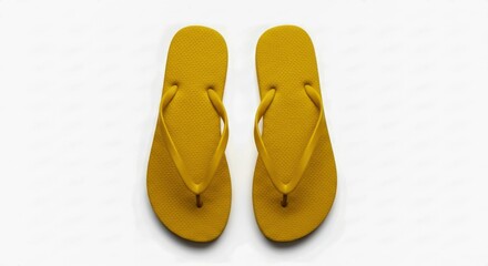 Bright Yellow Flip Flops on White Background Summer Footwear Concept