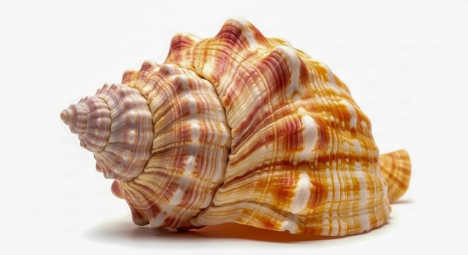 Close up shot of a large seashell with spiral details