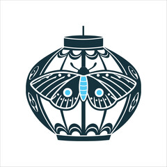 Moth Wing Lantern Vector Illustration Moth Lantern paper lantern with a moth wing pattern guiding lost souls