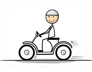 Fototapeta premium Stickman Riding Electric Scooter Cartoon Illustration