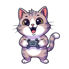 Adorable Gamer Kitty Cute Cat Playing Video Games