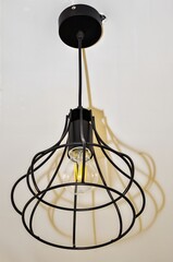 Stylish black cage pendant lamp