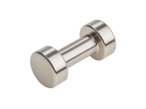 Brushed nickel metal dumbbell shaped knob hardware, Isolated On White Background, Png Transparent