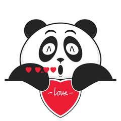 Obraz premium panda whistling love holding heart cartoon cute