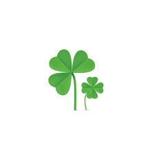 Clover leaf plant icon set. Shamrock symbol for St. Patrick's Day and luck. Vector illustration isolated on white.