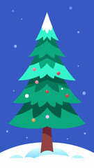 Fototapeta premium Stylized christmas tree with snow and balls