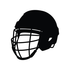 Black and White Silhouette of a Hockey Helmet Isolated on White Background, hockey helmet silhouette vector illustration