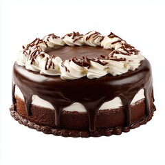 Decadent Chocolate Cake with Whipped Cream , white background cut out PNG