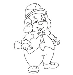 Cute cartoon hand drawn vector clown outline.