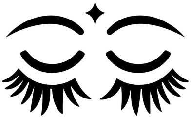 Elegant eyelashes and brows design for beauty salon branding, minimalist eye art