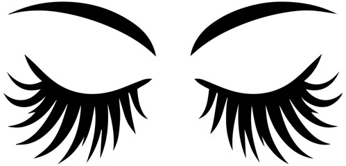 Fototapeta premium Elegant black lashes and brows offer alluring beauty with captivating aesthetic