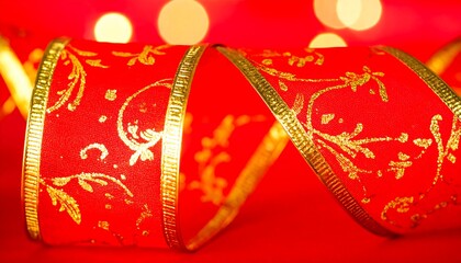 Red ribbon with gold trim