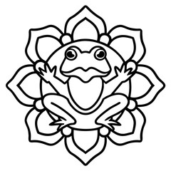 Mandala Frog Line Art Vector Icon