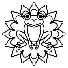 Mandala Frog Line Art Vector Icon