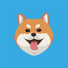 Smiling Shiba Inu cartoon illustration isolated on blue background