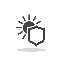 Sun protection shield icon with shadow