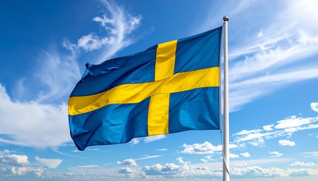 Wavy Sweden Flag with Nordic Cross