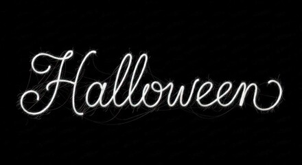 Obraz premium Spooky Halloween text design element with creepy white lettering on black background