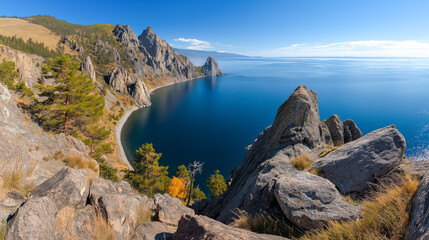 Fototapeta premium lake mountain landscape rock