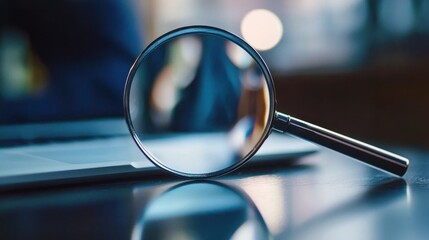 Magnifying glass on desk