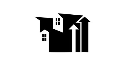 real estate investing symbol, black isolated silhouette