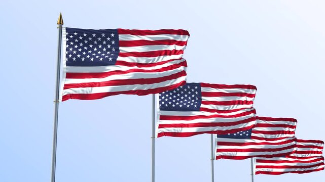 A Row Of United States And United States Flag