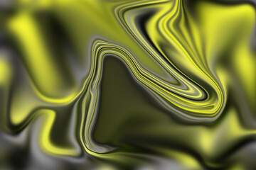 Swirling abstract yellow and green fluid dynamics pattern with subtle purple hues and metallic sheen illustration