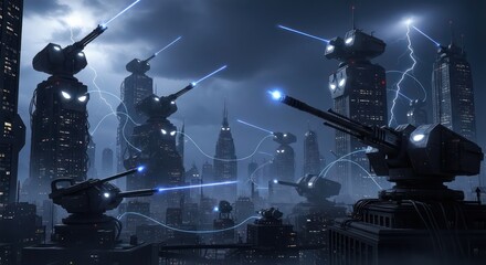 Futuristic City Under Siege: Robotic Sentinels Defending Against an Unknown Threat