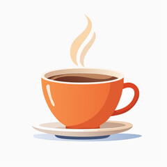 Obraz premium Orange Coffee Cup with Steam on White Background