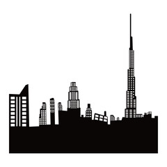 Fototapeta premium City silhouette vector, panoramic city background. Black vector city silhouette, black city silhouette, modern city, tall buildings