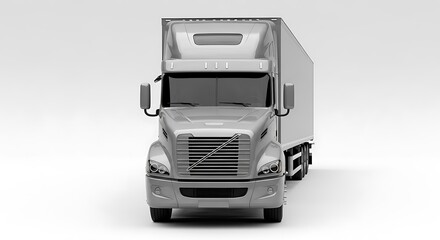 Gray Semi-Truck Front View.