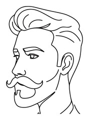 Movember Vector Poster: Man with Moustache & Ribbon for Men's Health