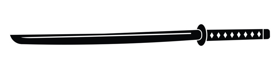 Katana sword. Japanese samurai blade vector symbol. Transparent illustration