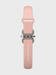 Stylish pink silicone watch band with stainless steel connectors for smartwatches accessories fashion on transparent background