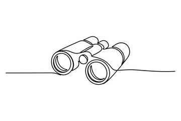 Continuous one line drawing of binoculars minimal vector illustration for travel tourism and adventure design