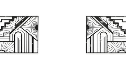 Elegant Art Deco geometric design panels with striking black marble and clean lines