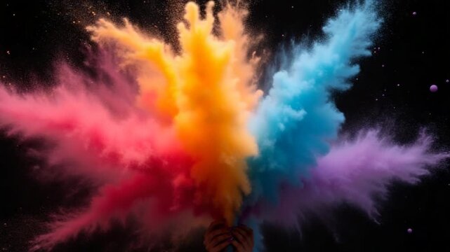 Super Slow Motion Shot of Color Powder Explosion on Black Background