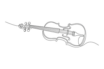 Obraz premium Continuous one line drawing of violin musical instrument vector illustration with elegant minimal design