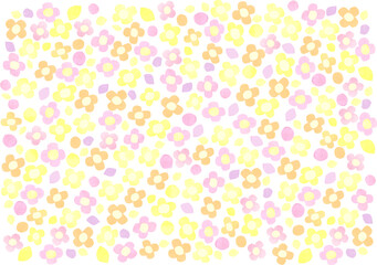 水彩画で描いたピンクと黄色の小花柄の背景