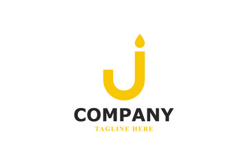modern candle letter j logo design